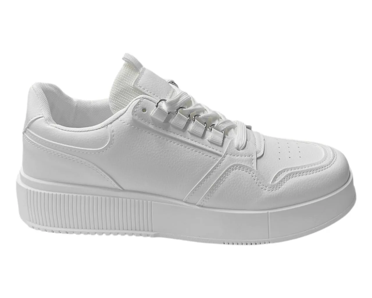 Faux Leather Casual Lace Up Trainers
