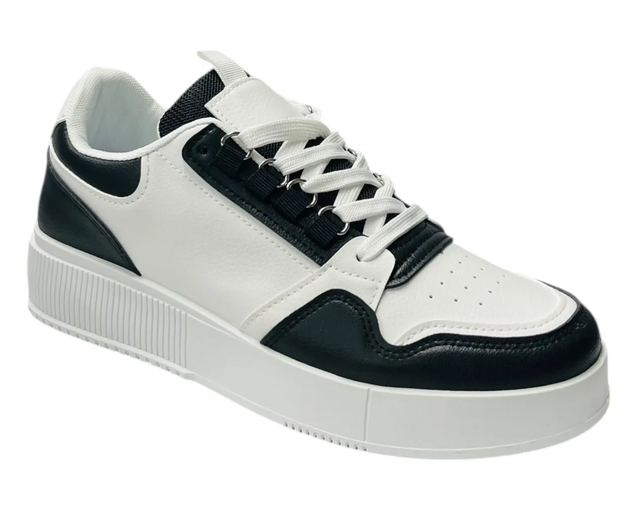 Faux Leather Casual Lace Up Trainers