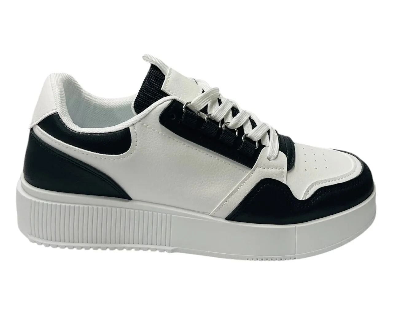 Faux Leather Casual Lace Up Trainers