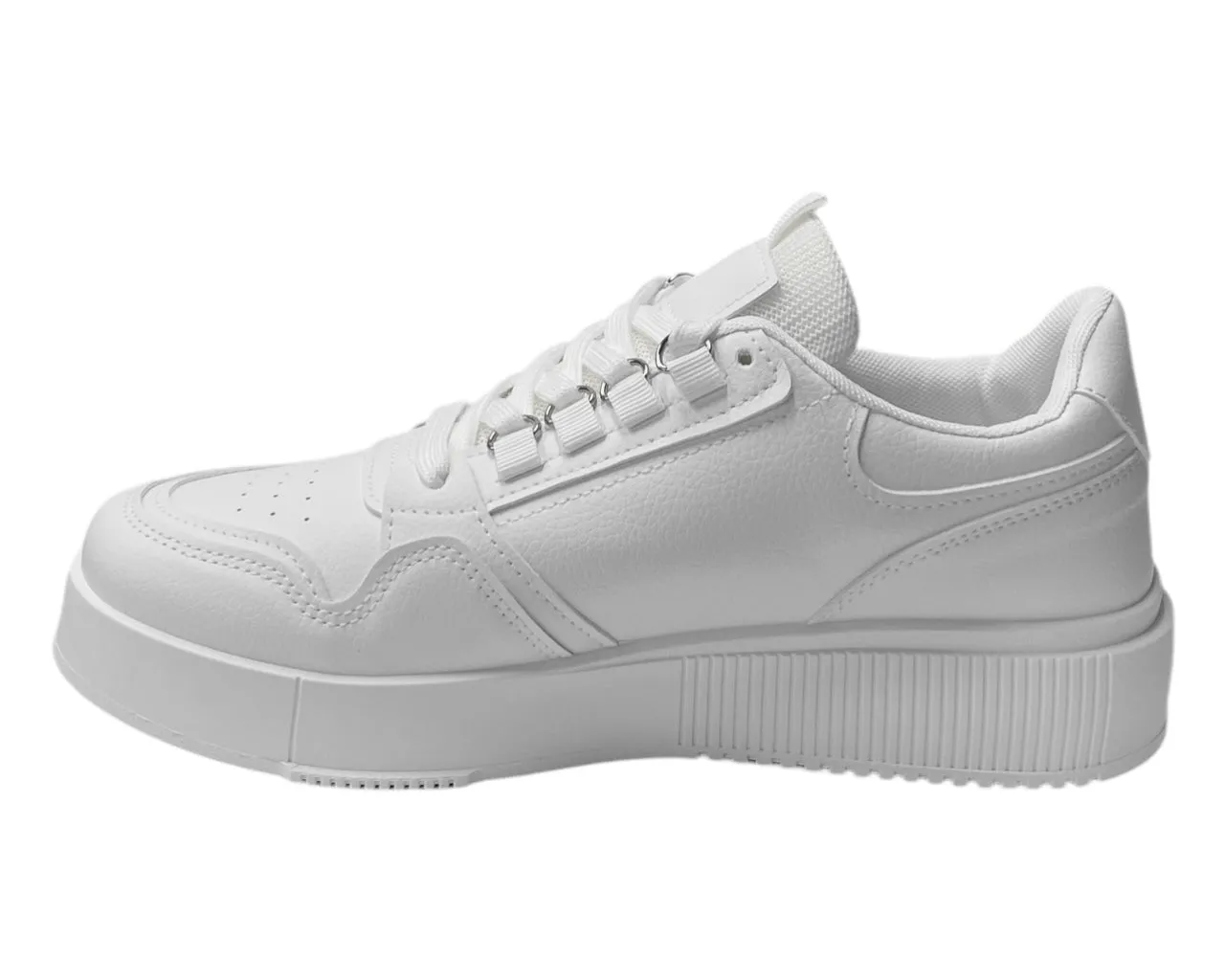 Faux Leather Casual Lace Up Trainers