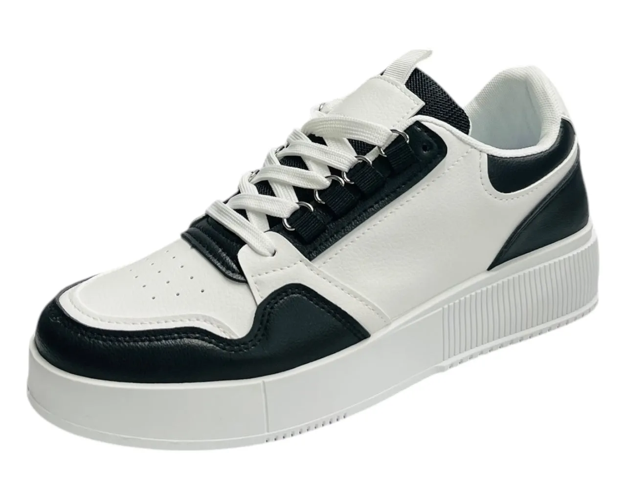 Faux Leather Casual Lace Up Trainers
