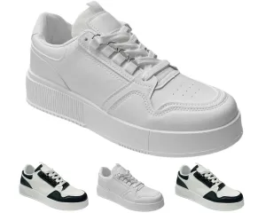 Faux Leather Casual Lace Up Trainers