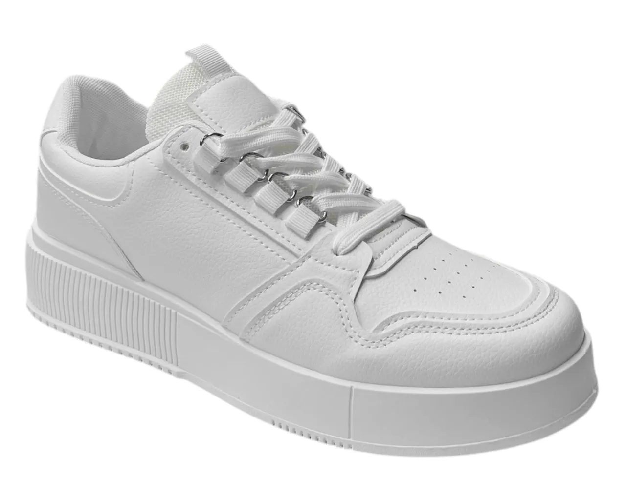 Faux Leather Casual Lace Up Trainers