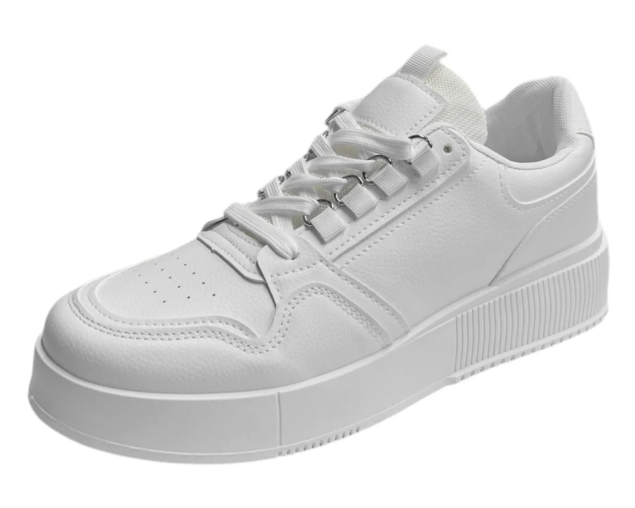 Faux Leather Casual Lace Up Trainers