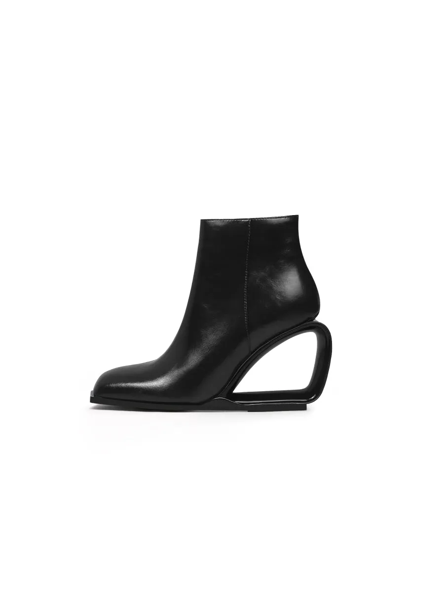 Fireplace Wedge-Heel Back Leather Ankle Boot
