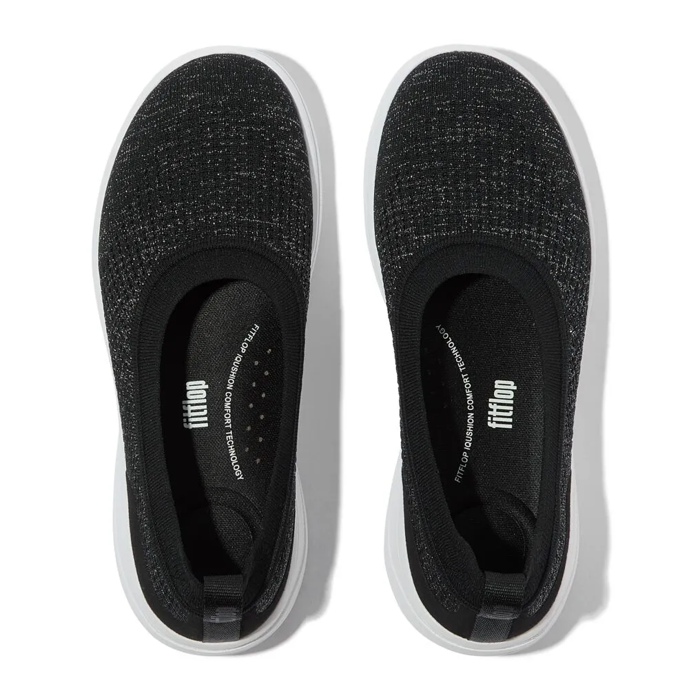 FitFlop Super-Q Knit Ballet Flats - Black / Silvereen