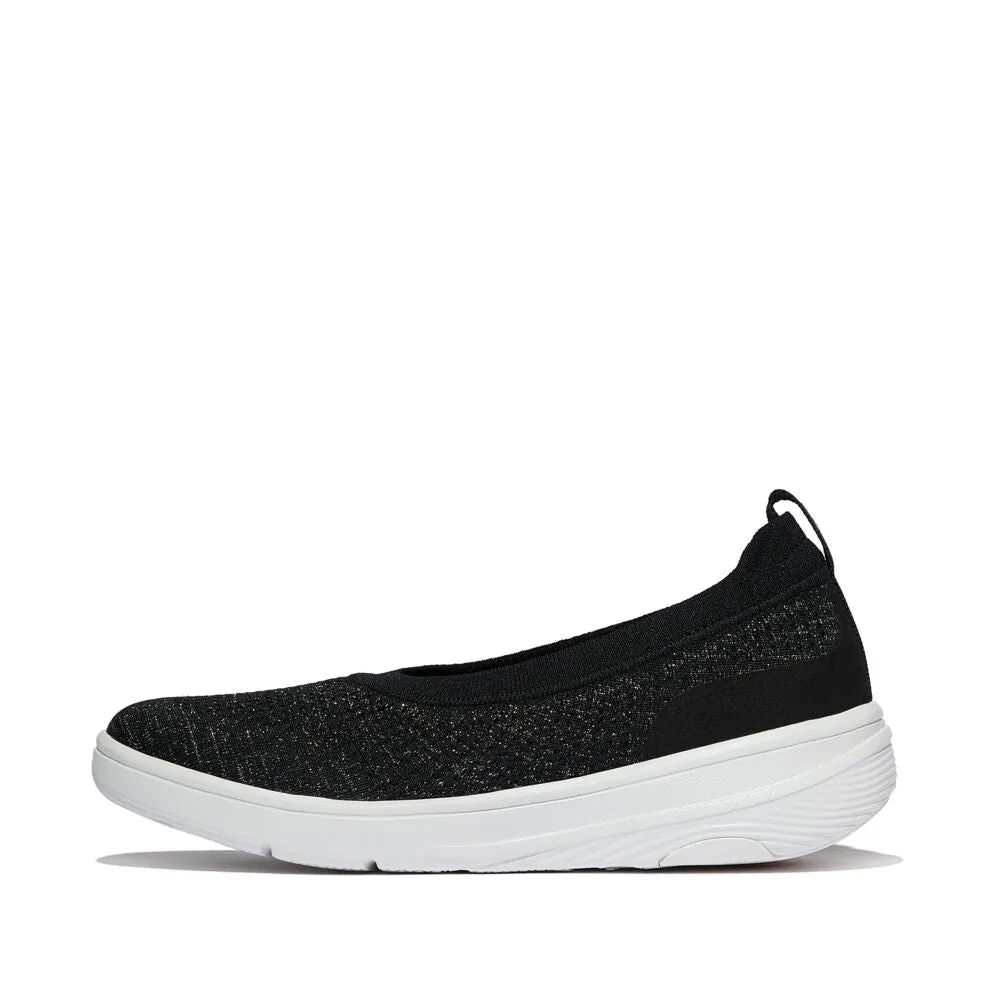 FitFlop Super-Q Knit Ballet Flats - Black / Silvereen