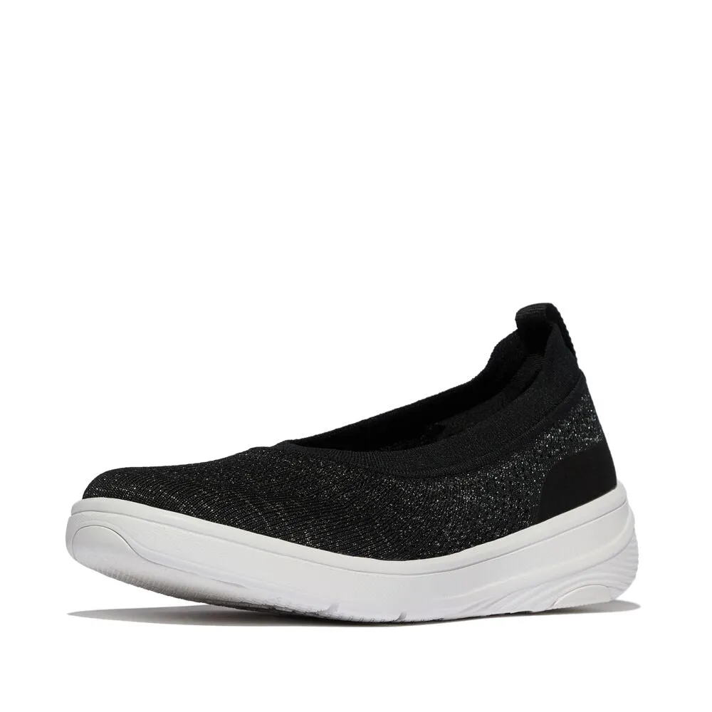 FitFlop Super-Q Knit Ballet Flats - Black / Silvereen