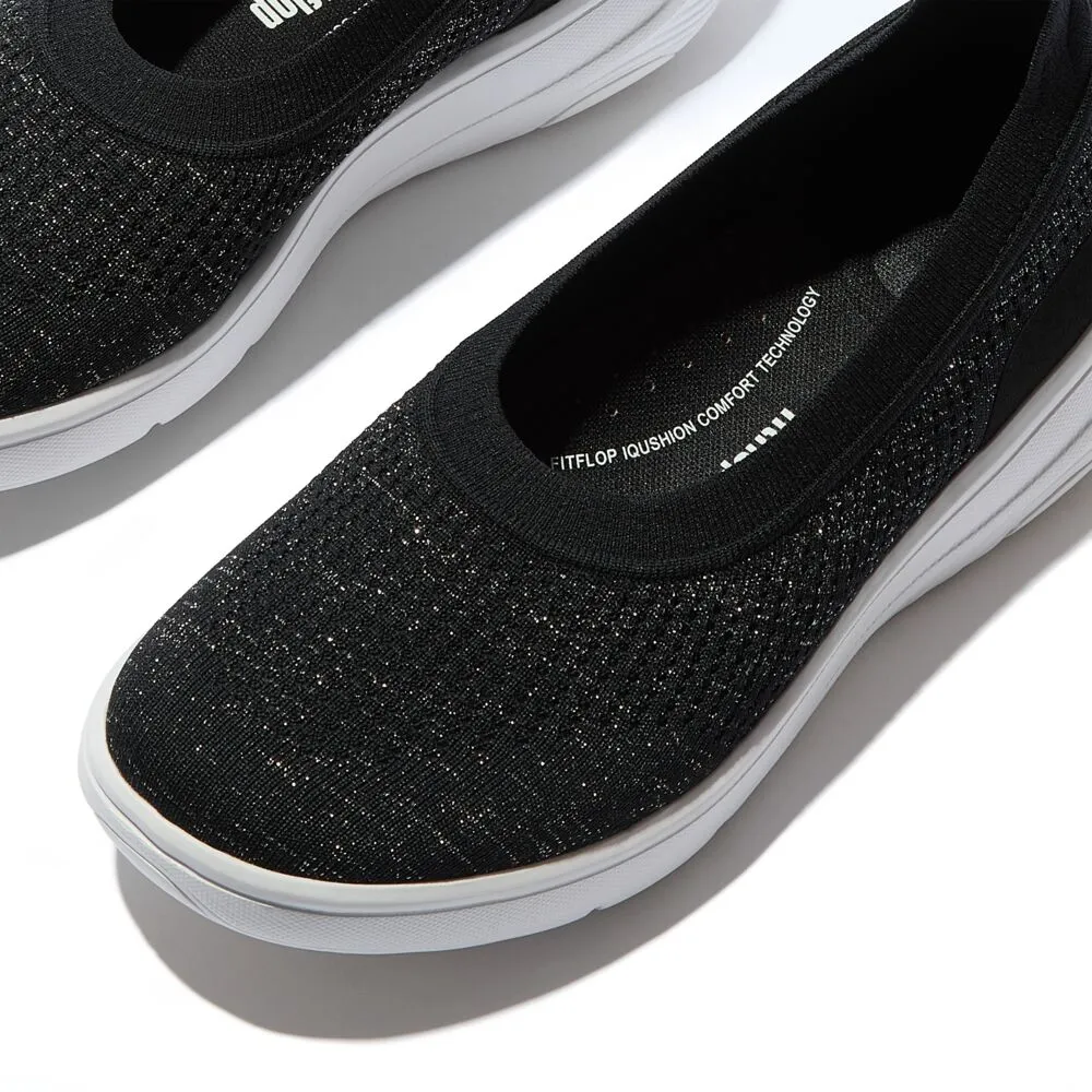 FitFlop Super-Q Knit Ballet Flats - Black / Silvereen