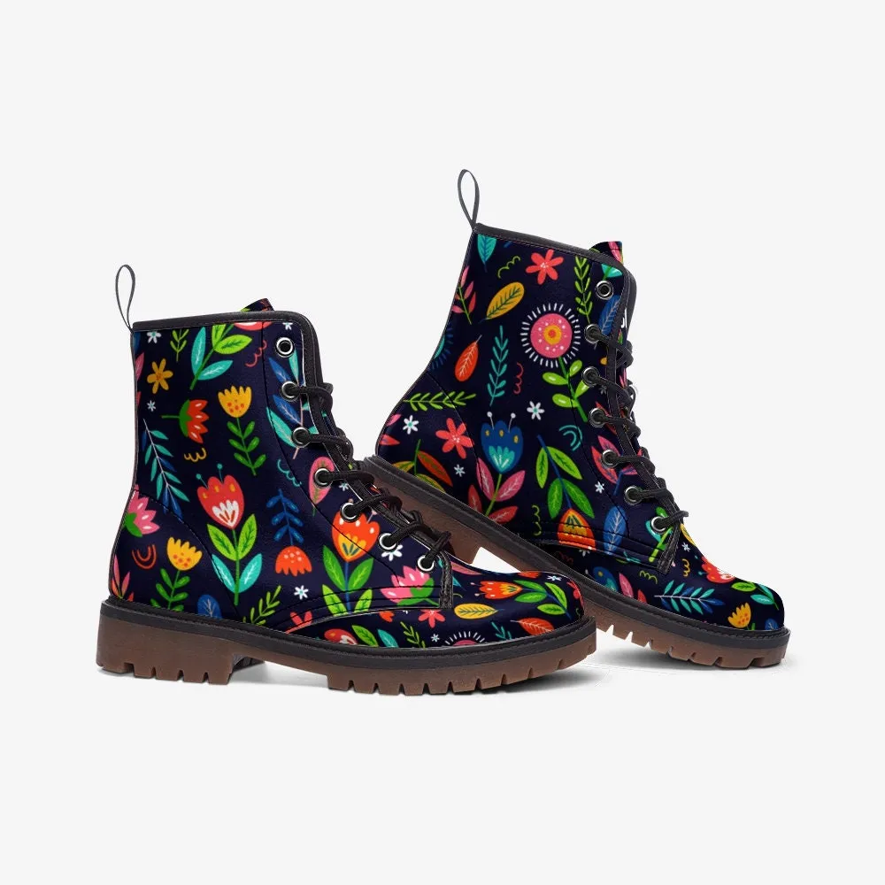 Folklore Flowers Vegan Leather Unisex Boots
