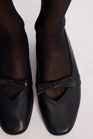 free people: mania bow flat-black leather