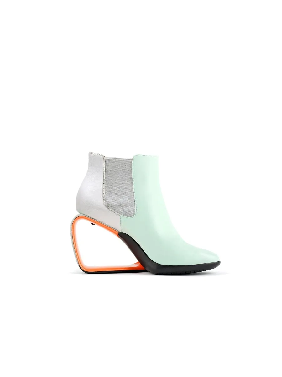 Genuine Leather Elevator Wedge-Heel Silver Mint Ankle Boots