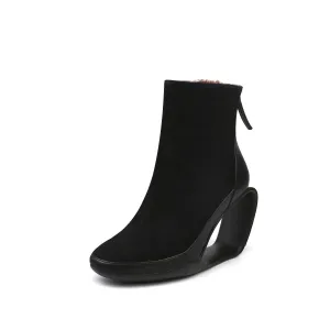 Genuine Leather Jr Signature Triangle Wedge-Heel Boots