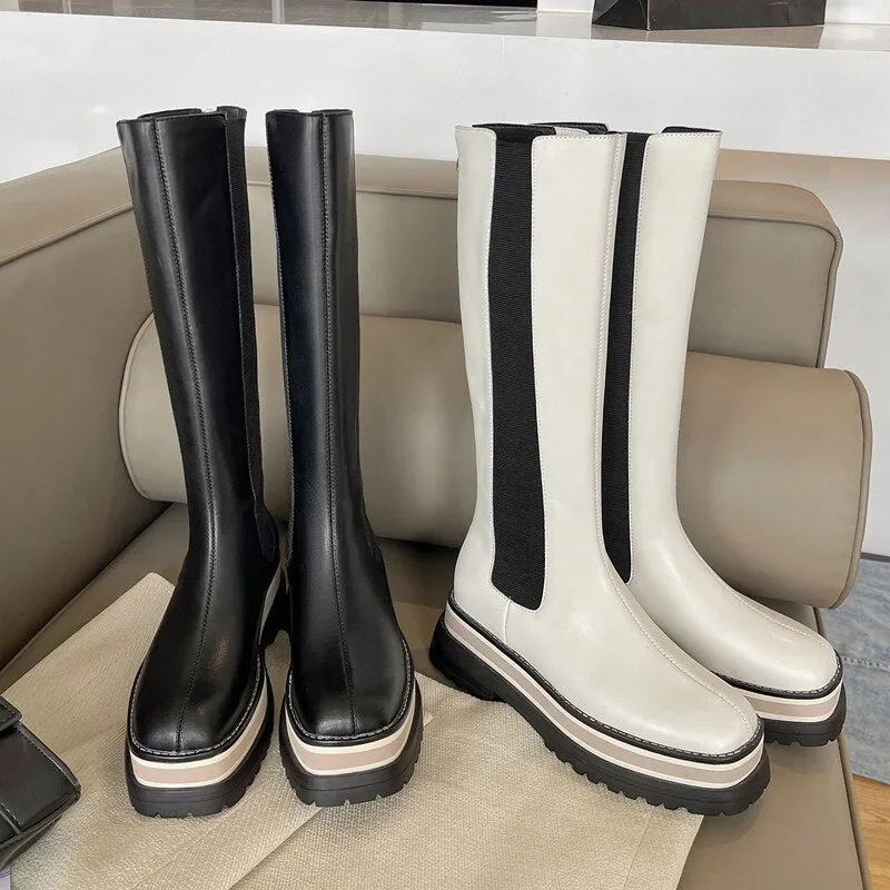 Genuine Leather Platform Boots