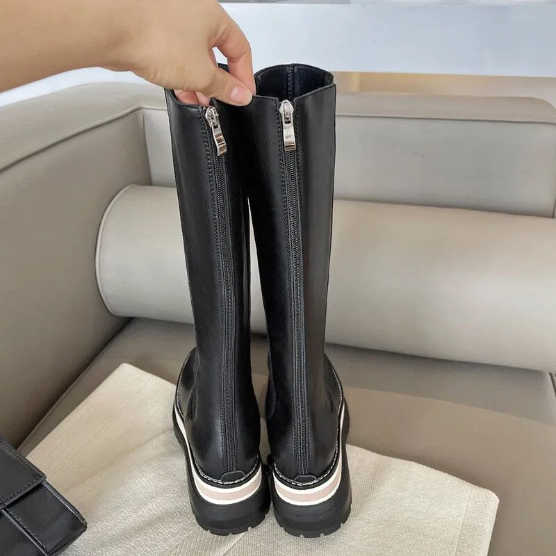 Genuine Leather Platform Boots