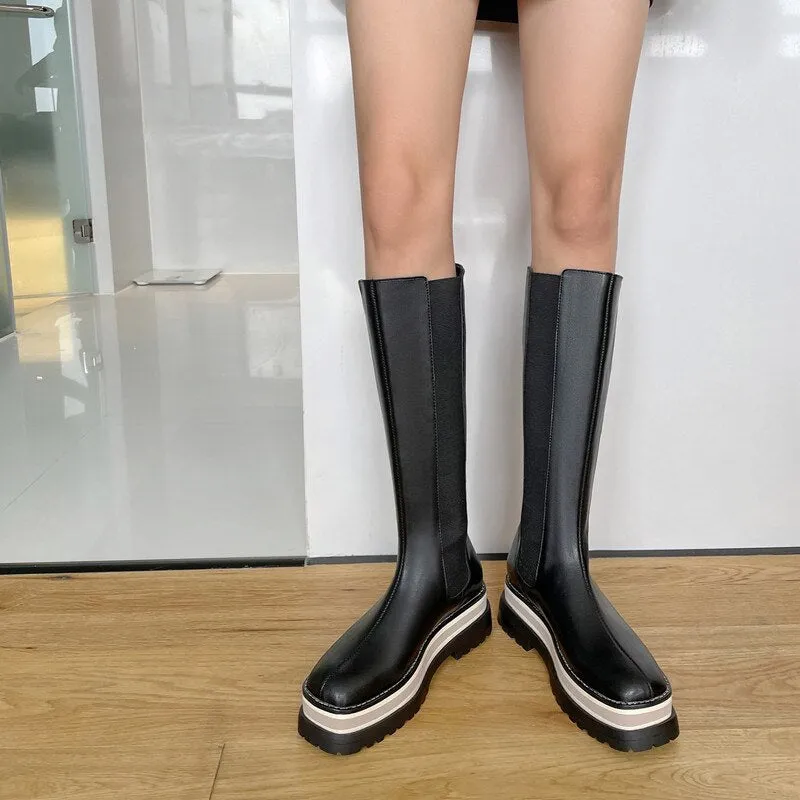Genuine Leather Platform Boots
