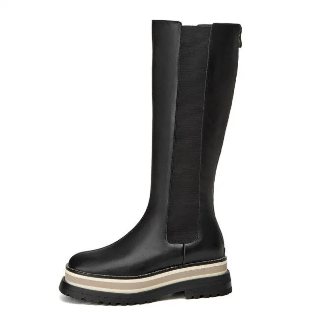 Genuine Leather Platform Boots