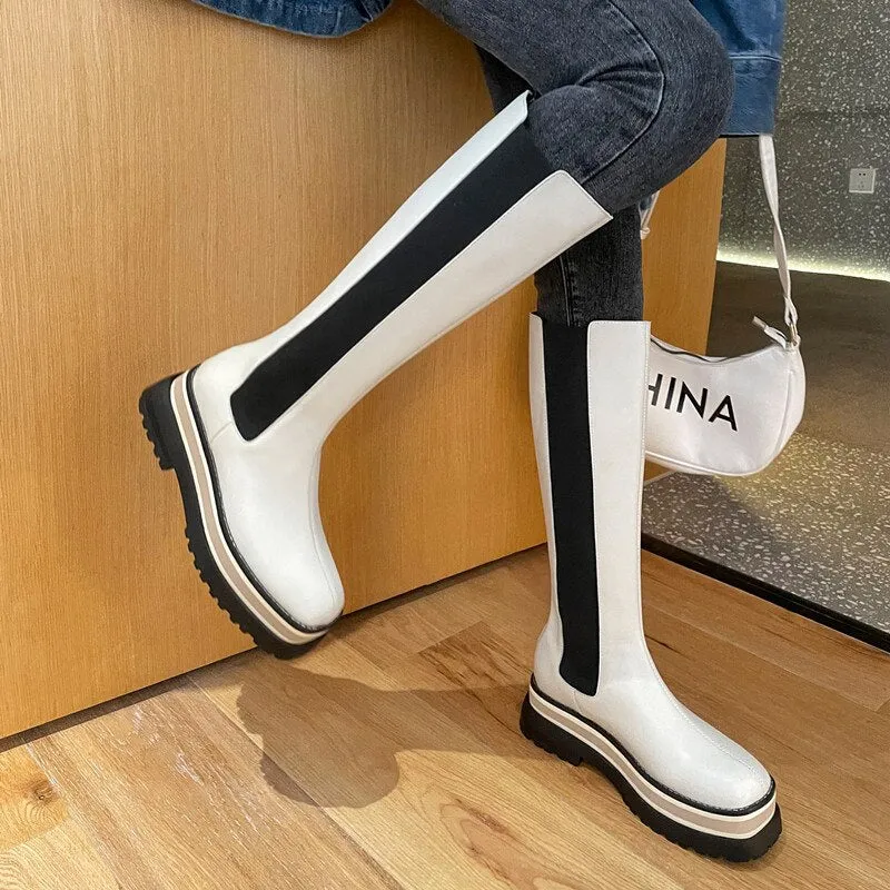 Genuine Leather Platform Boots