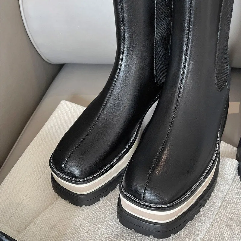 Genuine Leather Platform Boots