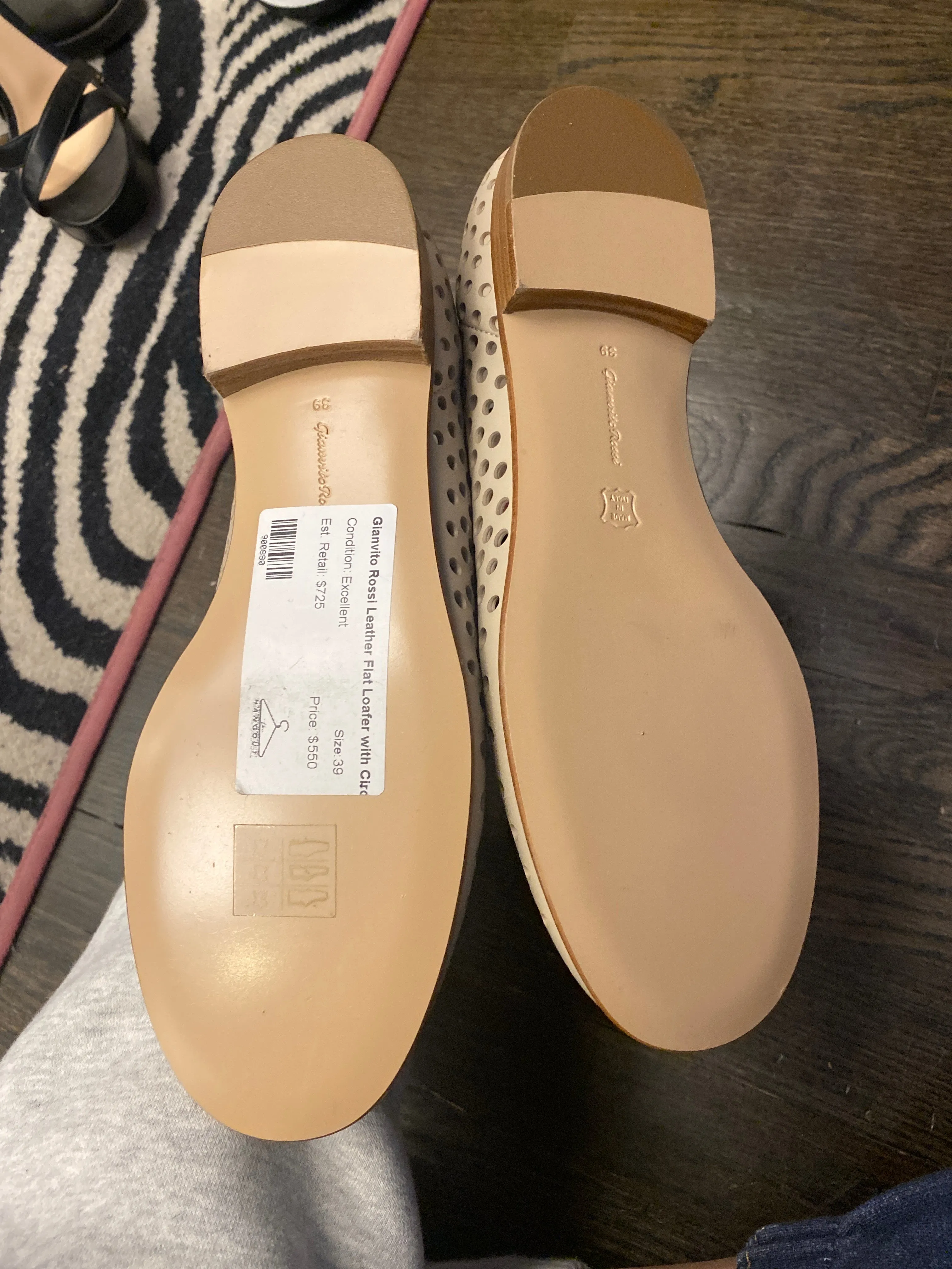 Gianvito Rossi Leather Flat Loafer with Circle Holes