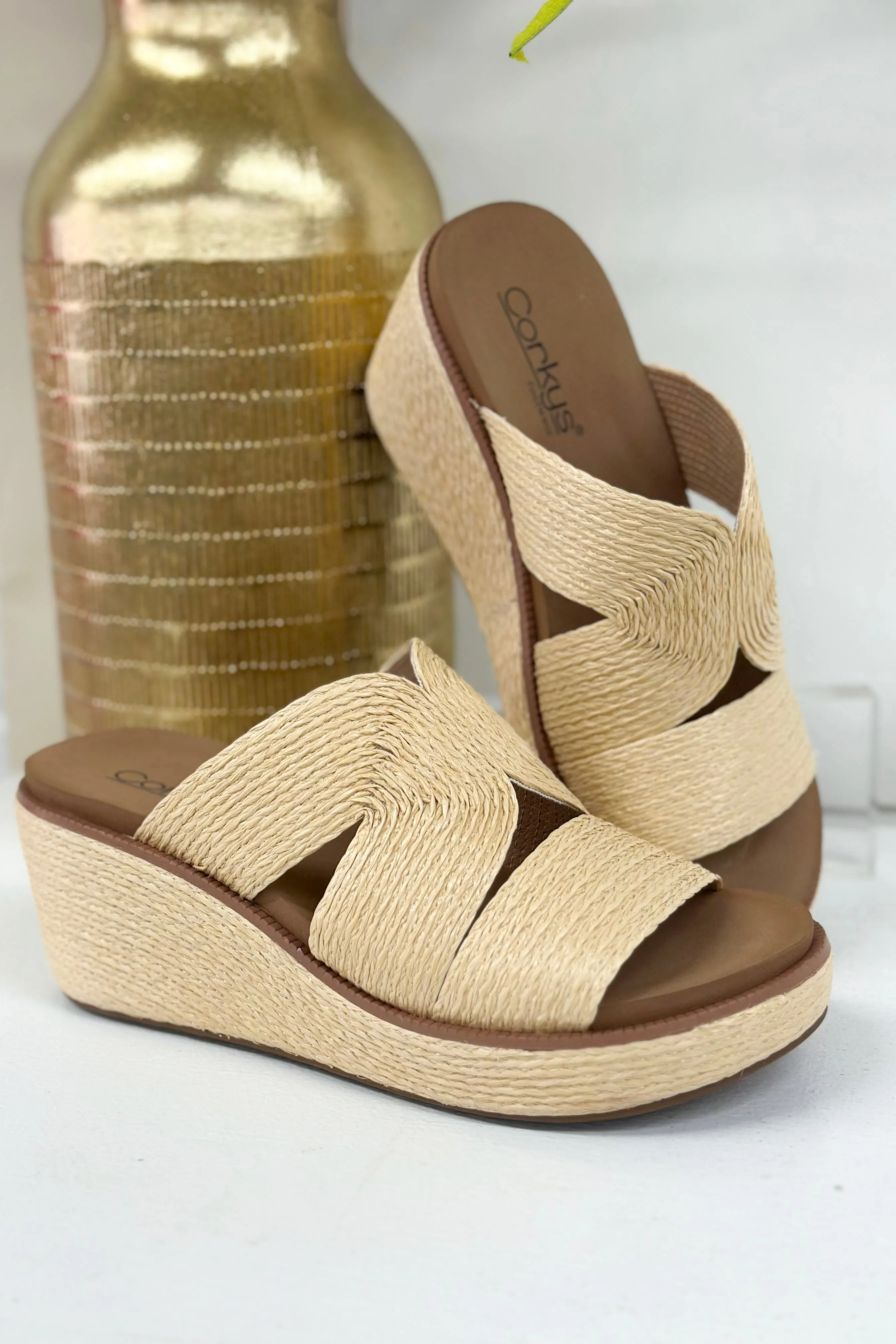 Golden Hour Natural Raffia Wedge