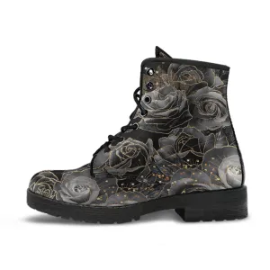 Gray Roses Vegan Goth Boots