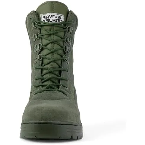 Green Suede Combat Boots