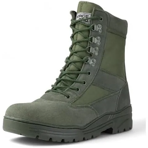 Green Suede Combat Boots