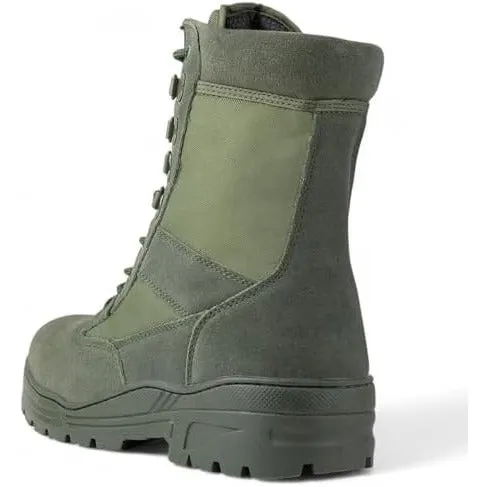 Green Suede Combat Boots