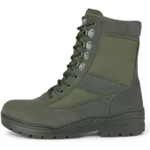 Green Suede Combat Boots
