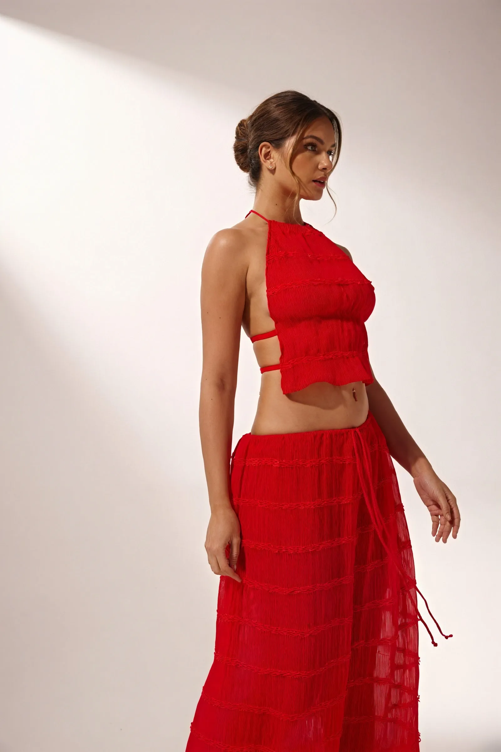 Halter Crop Top & Flowing Maxi Skirt Set