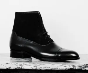 Handmade Black Leather Ankle Boots for Men