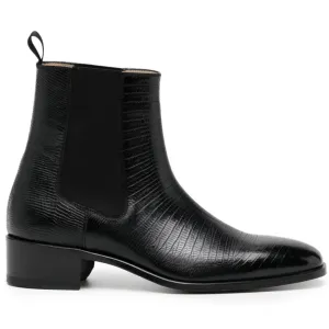 Handmade Customisable Black Snake Leather Chelsea Boots For Men