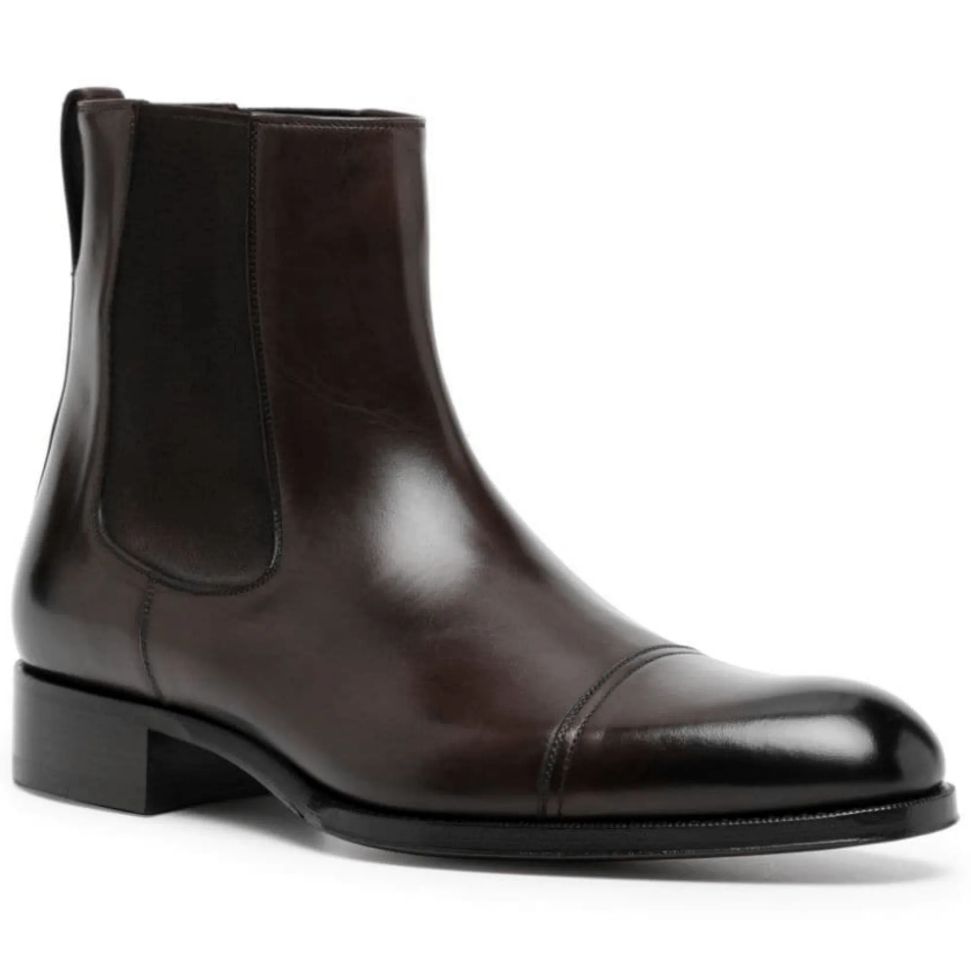 Handmade Customisable Brown Leather Chelsea Boots For Men