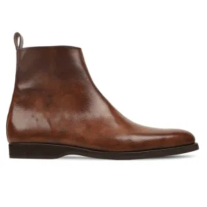 Handmade Customisable Calf Leather Brown Chelsea Boot For Men