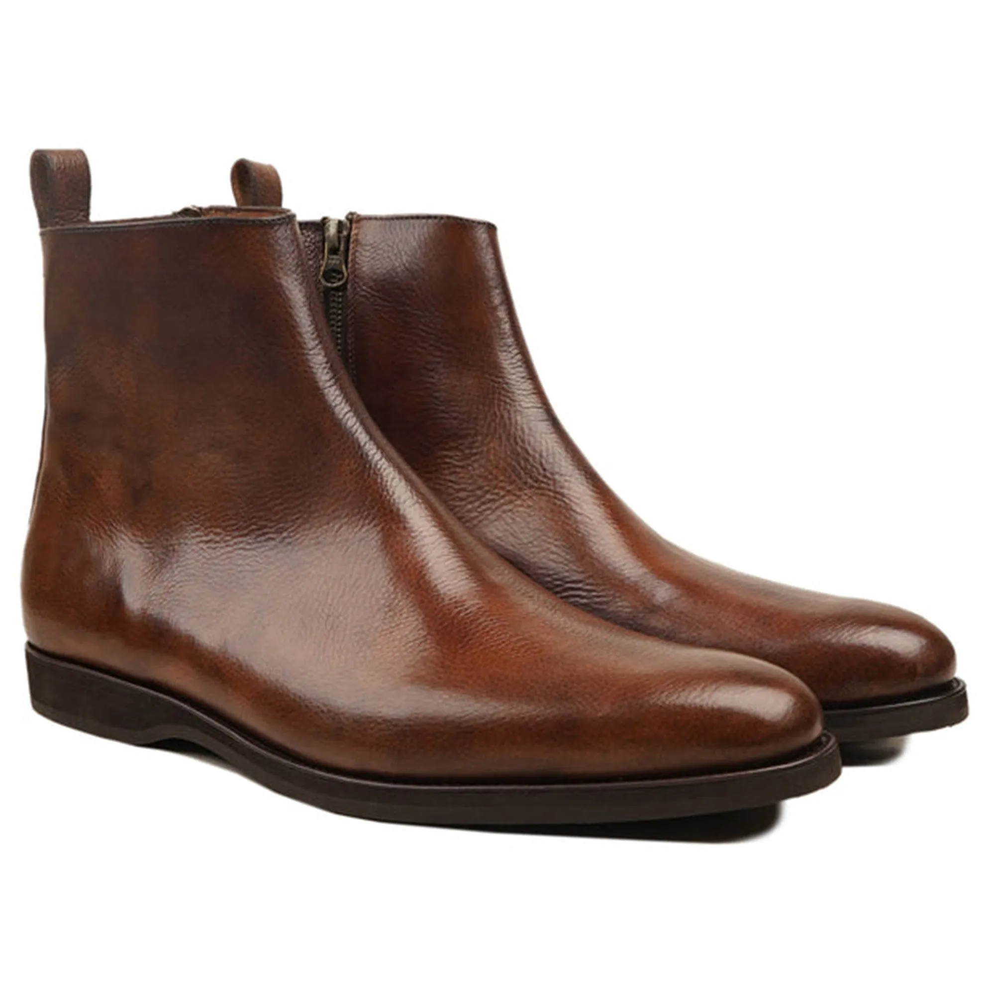 Handmade Customisable Calf Leather Brown Chelsea Boot For Men