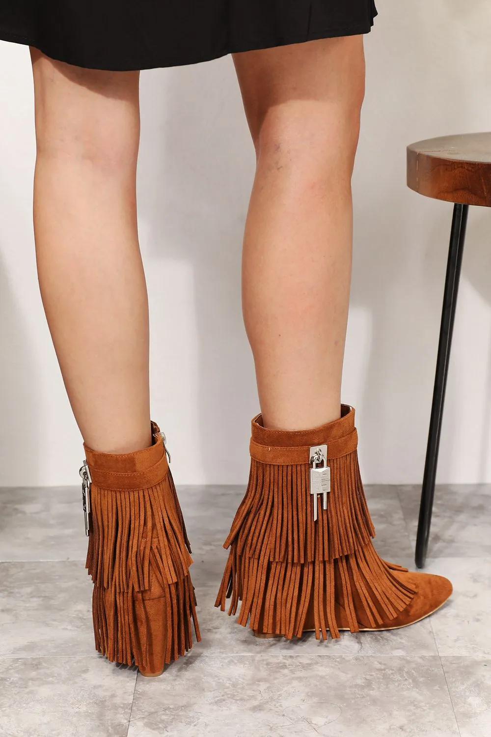 Hazel Blues® |  Legend Women's Tassel Wedge Heel Ankle Booties