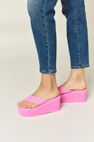 Hazel Blues® |  WILD DIVA Open Toe Platform Wedge Sandals