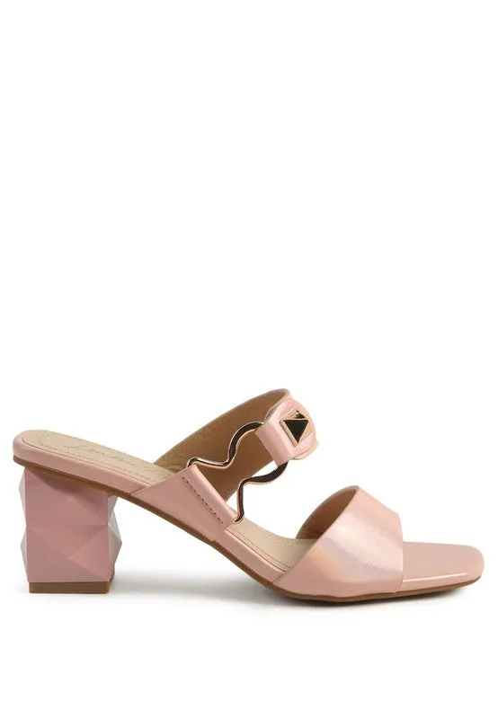 Hookup Geometric Cut Block Heel Slides Sandal