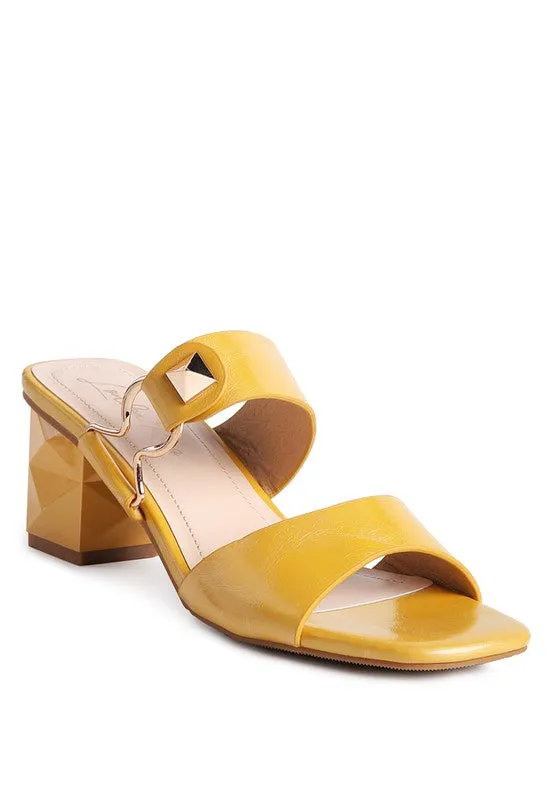 Hookup Geometric Cut Block Heel Slides Sandal