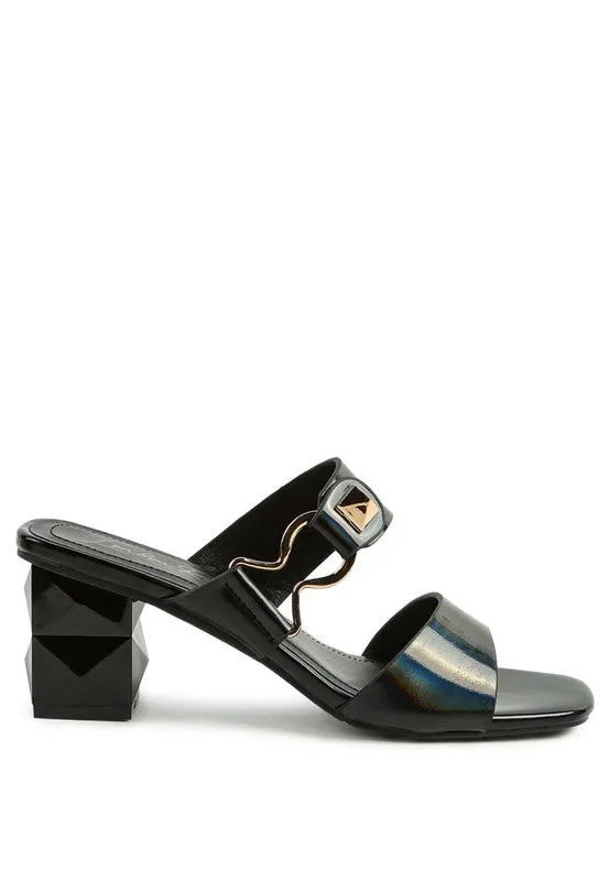 Hookup Geometric Cut Block Heel Slides Sandal
