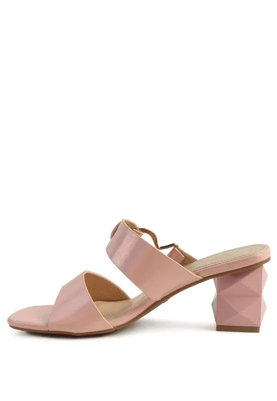 Hookup Geometric Cut Block Heel Slides Sandal
