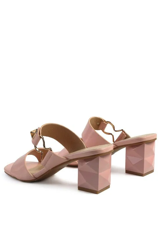 Hookup Geometric Cut Block Heel Slides Sandal