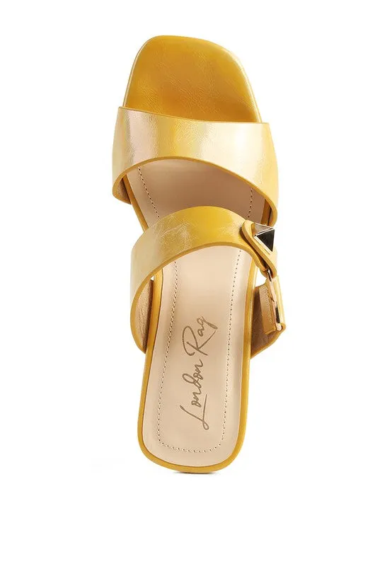 Hookup Geometric Cut Block Heel Slides Sandal