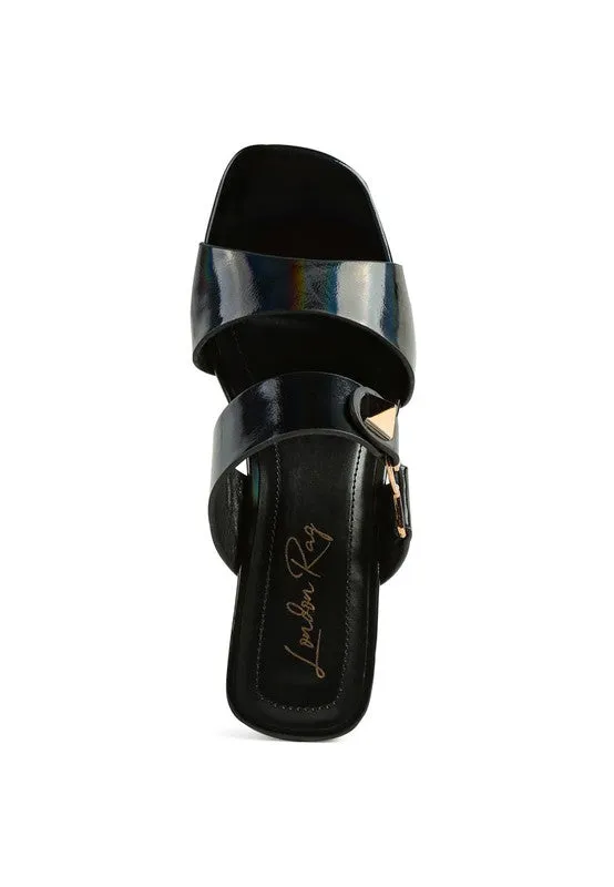 Hookup Geometric Cut Block Heel Slides Sandal