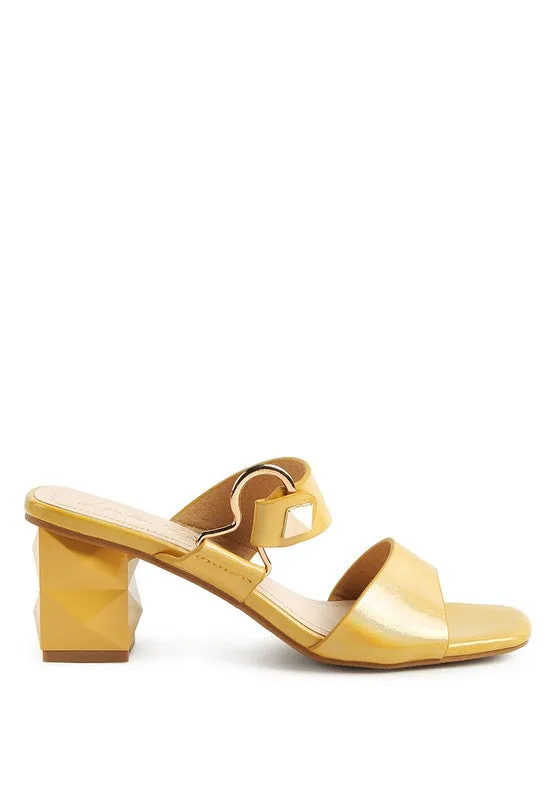 Hookup Geometric Cut Block Heel Slides Sandal