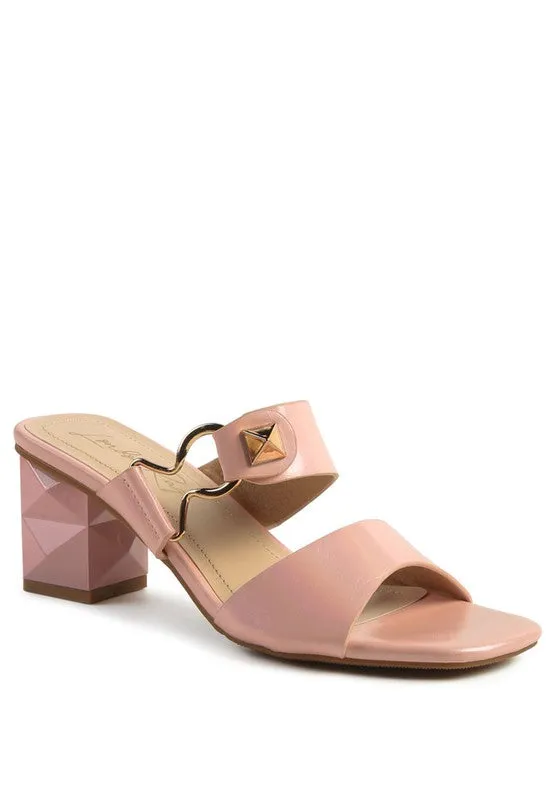 Hookup Geometric Cut Block Heel Slides Sandal