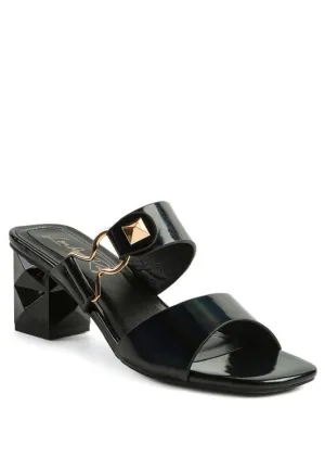 Hookup Geometric Cut Block Heel Slides Sandal