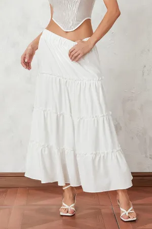 HQR1211 Tiered Maxi Skirt