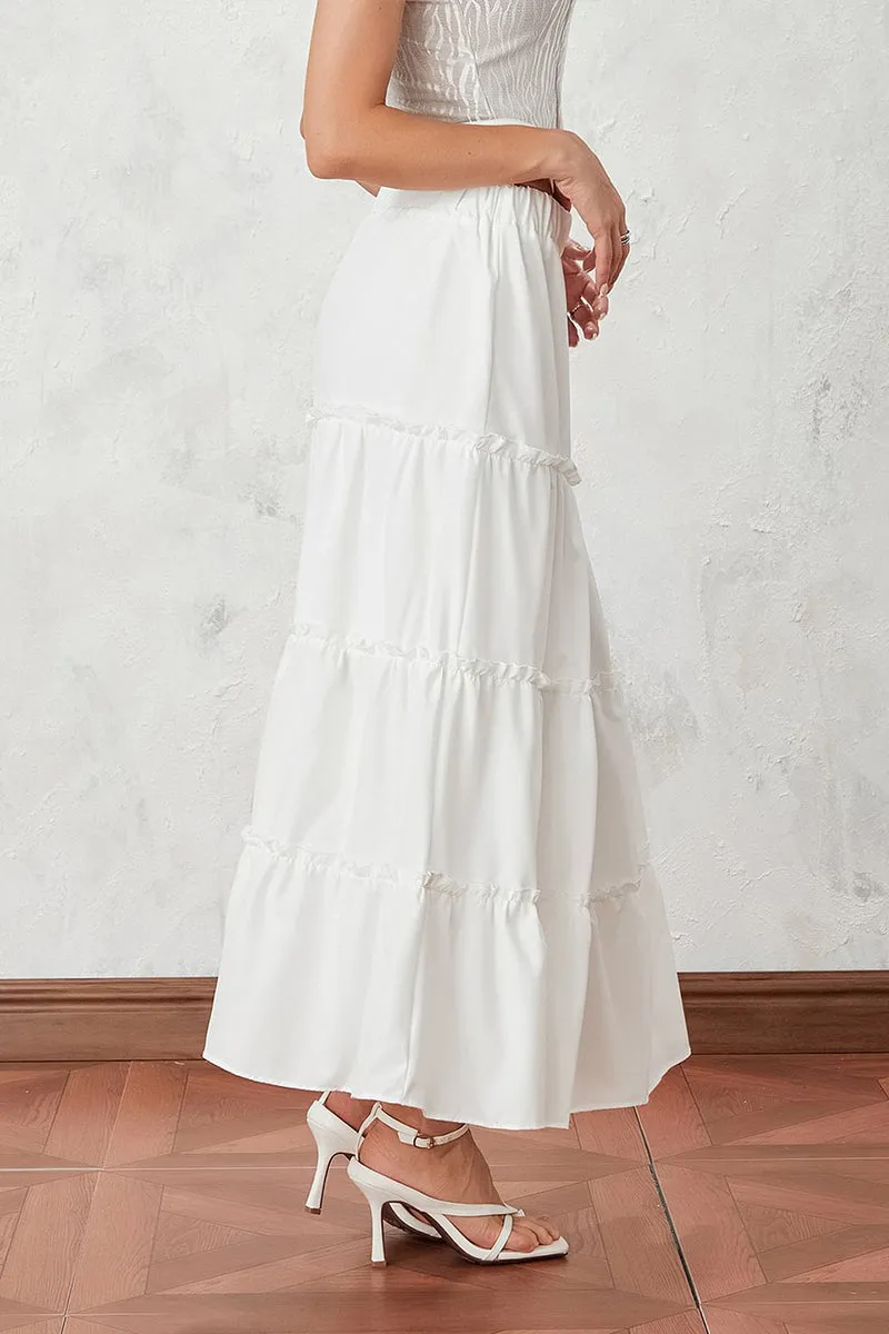 HQR1211 Tiered Maxi Skirt